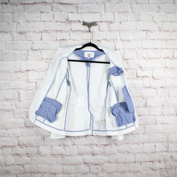 LL Bean White Cotton Two Buttons Casual Dress Classic Blazer Size  S - Picture 6 of 9